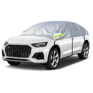 US Half Car Cover Waterproof All Weather SUV Protection Rain Snow Dust Resistant - Foto 1 di 16