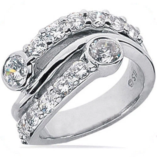 1.82 carat Right Hand Diamond Wedding Band 18k Gold Ring F color SI1 clarity - Image 1 of 1