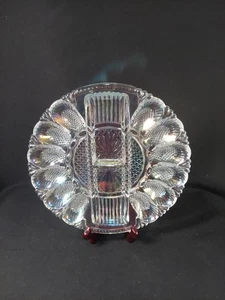 L.E. Smith Iridescent Carnival Glass Deviled Egg & Relish Plate 11 In. - Picture 1 of 9