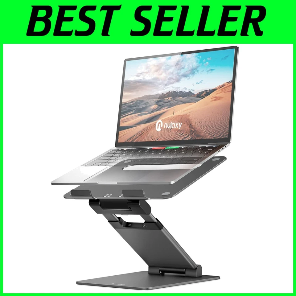 Soporte Plegable Aluminio para Portátil, Altura Ajustable, Gris Foto 1 de 4