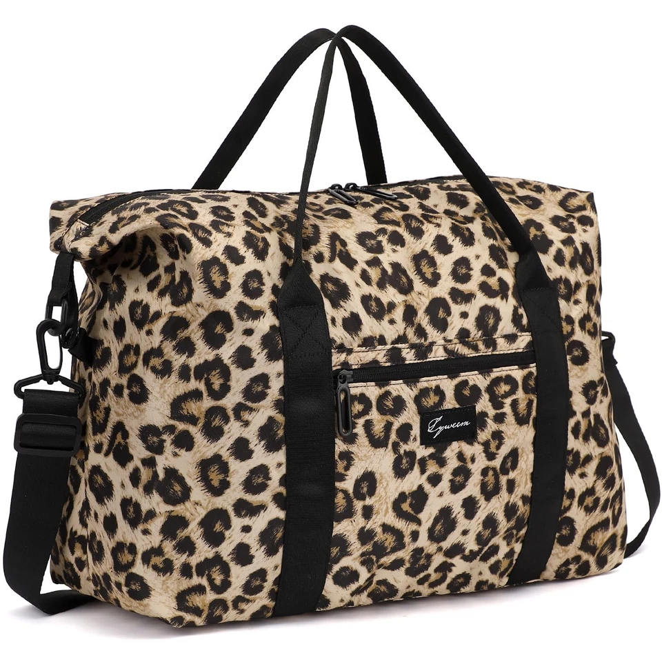 Bolso de Lona Estampado Leopardo 40L Impermeable Gimnasio, Fin de Semana, Bolsa de Viaje con Compa... Foto 1 de 4