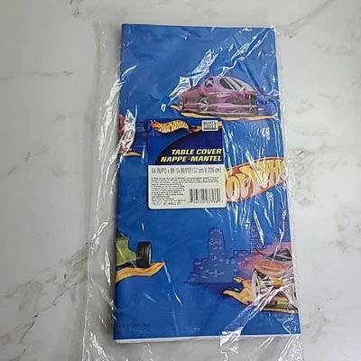 Vintage Hot Wheels Party  Paper Table Cover Cloth 54" (2000) Original Package - Image 1 of 3