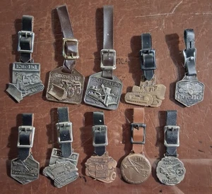 Vintage Lot of 10 Heavy Equipment Watch Fobs with Leather Straps Various Makers - Picture 1 of 2
