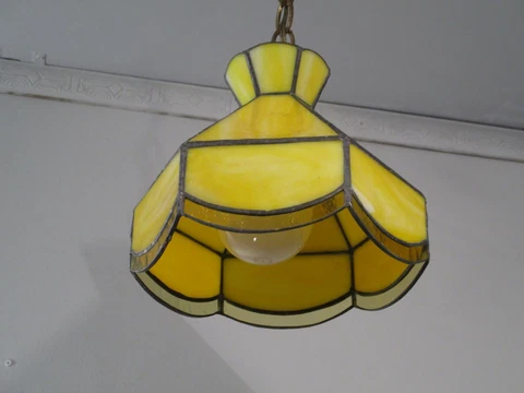 Antique Vintage Sunflower Yellow Stained Glass Pendant Petite Accent Chandelier Cover