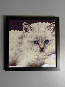 Completed & Framed Diamond Painting- Cat With Blue Eyes - Picture 1 of 6