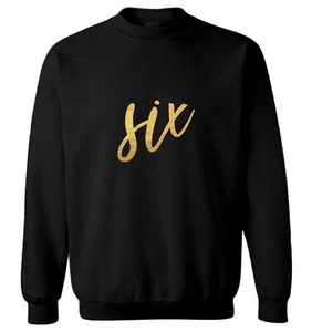 Gold Foil Birthday - Six Party Present Fun Years Old Youth Crewneck Sweater - Picture 1 of 8