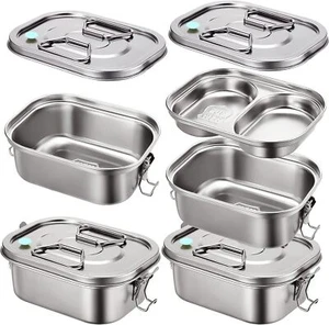 2 Pcs Stainless Steel Lunch Box Leak-proof BPA Free Dishwasher Safe Medium - Picture 1 of 6