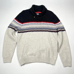 Chaps Fair Isle Shawl Collar Ski Sweater Men's M/L Cotton Acrylic Blend - Picture 1 of 9