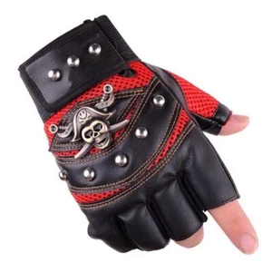 Motorcycle Glove Skull Non-Slip Red Five Fingers Cut Model Skeleton Motorbike - Picture 1 of 6