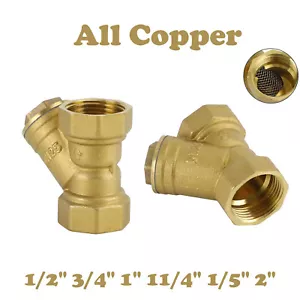 Thread Y Shaped Brass Strainer Filter Valve Connector For Water Oil Various Size - Picture 1 of 15