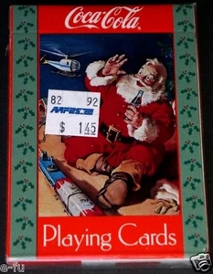 Coca Cola Santa Claus 1992 tarjetas de juego de Navidad selladas pegatina militar Aafes - Imagen 1 de 2