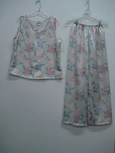 USA Made Nancy King Lingerie Long Pajama w/Tank Sleepwear Size XL/1X Multi #984Q - Picture 1 of 2