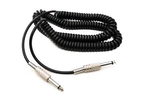 Audio Cable 5 m 6.35 mm Jack Plug to Plug Spiral Spring Adapter Black - Picture 1 of 4