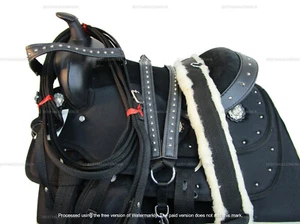 YOUTH WESTERN SADDLE KIDS PLEASURE BARREL RACING BLACK HORSE SADDLE SET 12 13 14 - Picture 1 of 9