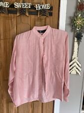 Vintage A / M Sport Blouse Women’s Size Medium Pink Button Up Flowy 100 % Silk
