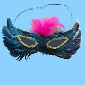 Masquerade Mask Mardi Gras Feather Ball Costume OOAK Artisan 50 Shades - Picture 1 of 4