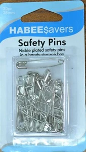 HabeeSavers Safety Pins, 38mm, 30 Piece, Nickle Plated Steel - Imagen 1 de 2