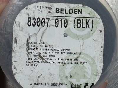 Fio de chumbo Belden 83007 #20awg M16878/4-20-0 UL-1213 HP3 200C/600V preto/10 pés - Imagem 1 de 4