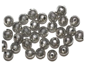 9mm Round Onion Antiqued Silvertone Metalized Metallic Beads - Picture 1 of 3