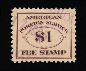 EXCEPTIONAL GENUINE #RK22 VF-XF USED 1924 VIOLET $1 CONSULAR SERVICE FEE STAMP - Picture 1 of 2