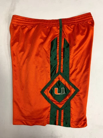 Nike Men's Miami Hurricanes Basketball Shorts Size Large 9" Inseam Orange Pocket Cover