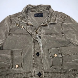 Lucky Brand Utility Jacket Military Green Zip Up Pockets Womens Medium M - Picture 1 of 9