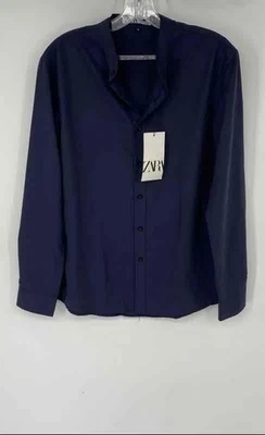 Zara Mens Blue Long Sleeve Collared Classic Button-Up Shirt Size Small - Image 1 of 4