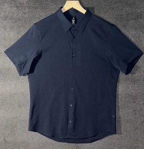 Lululemon Airing Easy Short Sleeve Shirt Large Sheer True Navy Woven Air LM3DK7S - Picture 1 of 8