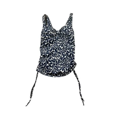 Camiseta Tankini Lands End para Mujer Talla 8 Azul Marino Blanco Corbata Lateral Natación Acanalada Modesta Foto 1 de 4