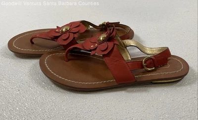 Sandalias Coach para mujer de cuero marrón floral talla 9,5 Foto 1 de 4