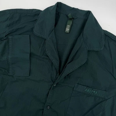 Camisa para dormir SKIMS manga larga algodón abotonada pijama top verde para mujer mediana Foto 1 de 4