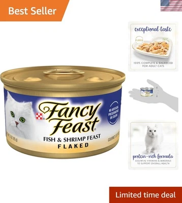 Comida húmeda para gatos de pescado y camarones en escamas alta en proteínas - 24 latas de purina delicias Foto 1 de 4