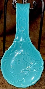 Pioneer Woman Spoon Rest Vintage Retro “Flea Market” Turquoise Floral Stoneware - Picture 1 of 9