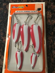 PACK OF 5 NEW VINTAGE KINGSWAY FISHING SPOONS ASST SIZES BRAND NEW UNOPENED - Picture 1 of 2