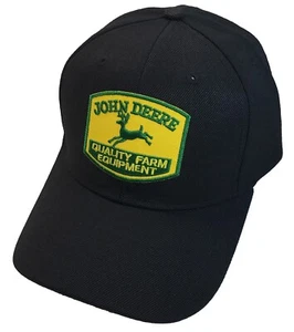John Deere Quality Farm Equip Patch Sportsman Baseball Hat Adjustable Black - Picture 1 of 9