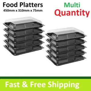 Plastic Serving Tray with Lids Food Dinner Drink Party Platter Buffet Catering - Picture 1 of 3