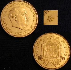 *GUTSE* FRANCO-3, 2.50 PESETAS 1953*19-71, FROM THE 1971 STRIP, PROOF, SCARCE. - Picture 1 of 3