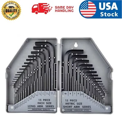 30Pcs Hex Key Allen Wrench Set, SAE Metric Hex Key Set with Case - Image 1 of 4