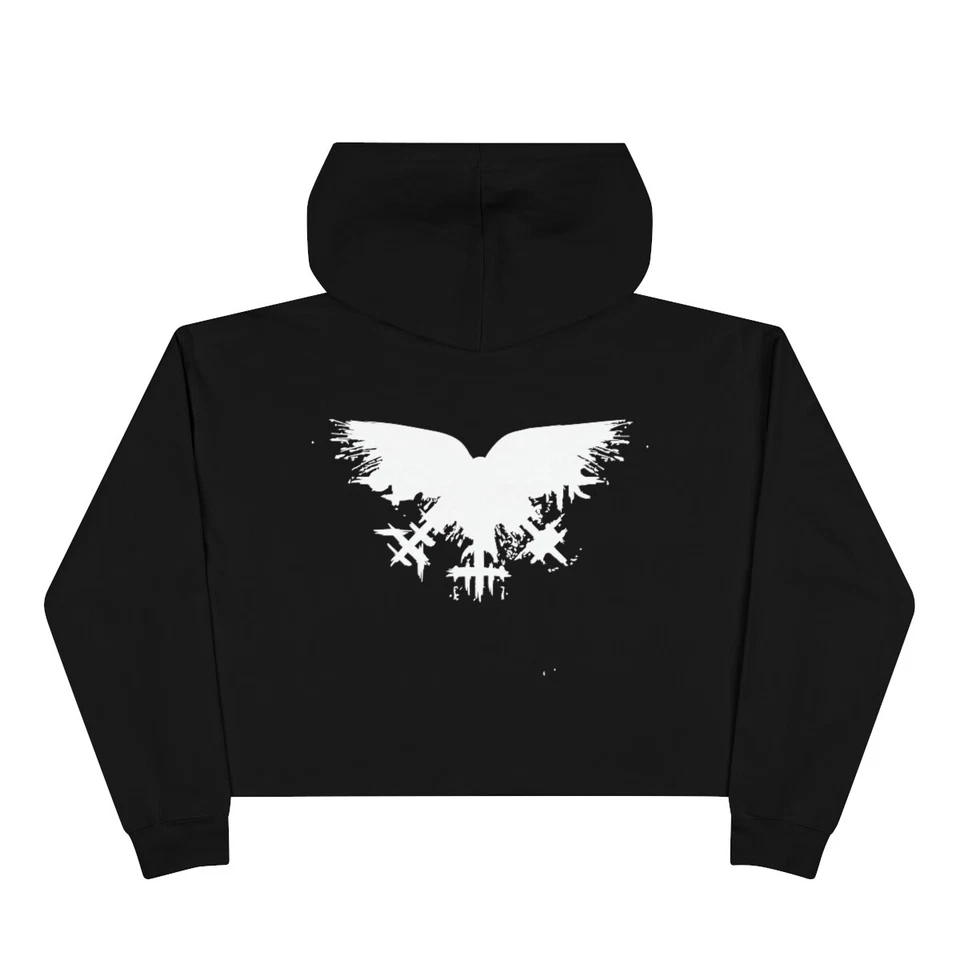 Pagan Raven Grunge Crop Hoodie, Wicca, Witchcraft, Pagan, Crow - Image 1 of 1