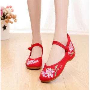 New Womens Cloth Shoes Chinese Folk Vintage Flats Shoes Floral Embroidery gift - Picture 1 of 25