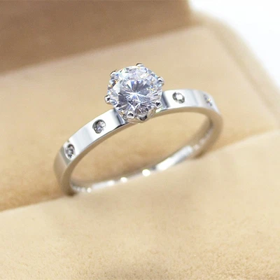 Anillo de fiesta de boda talla 4-10 oro rosa/plata titanio acero circonita cúbica hombre/mujer Foto 1 de 4