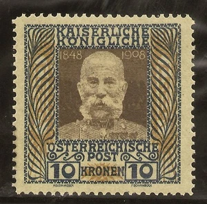 Austria 1908/13 Yvert 117** 10 Kronem LUJO NL704 - Bild 1 von 2
