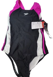Speedo Girl's Swimsuit One Piece Infinity Splice Thick Strap, New Blush, 10 - Picture 1 of 8