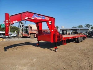 30 ft flatbed trailer gooseneck equipment hauler mega ramps 25+5 10 ton deckover - Picture 1 of 9