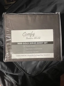 Comfy Bamboo World Queen Size 4 pc Sheet Set Solid Brown 9000 Series - Picture 1 of 2