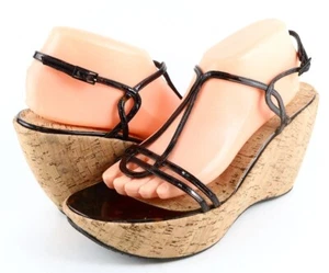 $280 STUART WEITZMAN ESTEEM Cognac Patent Designer Wedges Black Outsole 10 - Picture 1 of 4