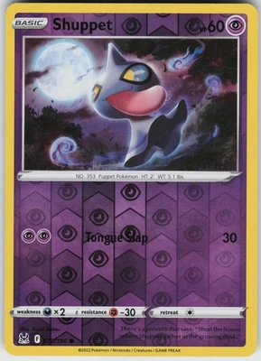 Pokemon Shuppet 072/196 SWSH11: Lost Origin LP card Reverse Holo - Image 1 of 2