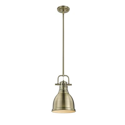 Golden Lighting Duncan AB 1-Light Aged Brass Pendant with Aged Brass Shade - Image 1 of 4