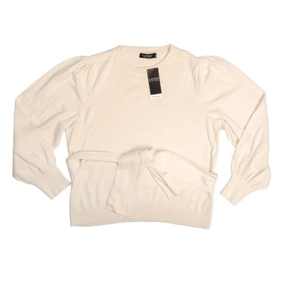 Nuevo con etiquetas Suéter Lauren Ralph Lauren Para Mujer Cinturón Mezcla Algodón Crema Marfil Talla 2XL Foto 1 de 4