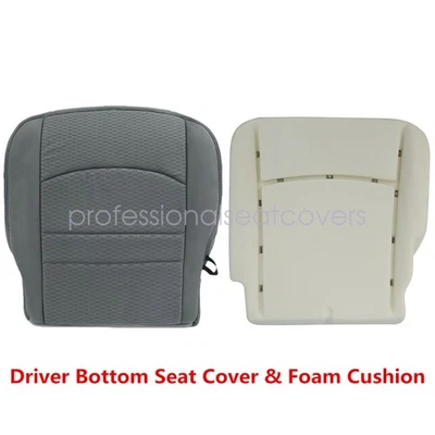 Driver Bottom Seat Cover Gray & Foam Cushion Fits 2013-2018 Dodge Ram 1500 2500 - Image 1 of 4